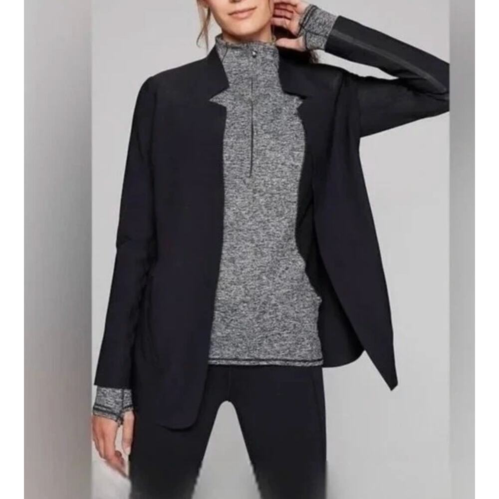 Athleta Black Stellar Open Blazer Travel Modern Minimal Size Small